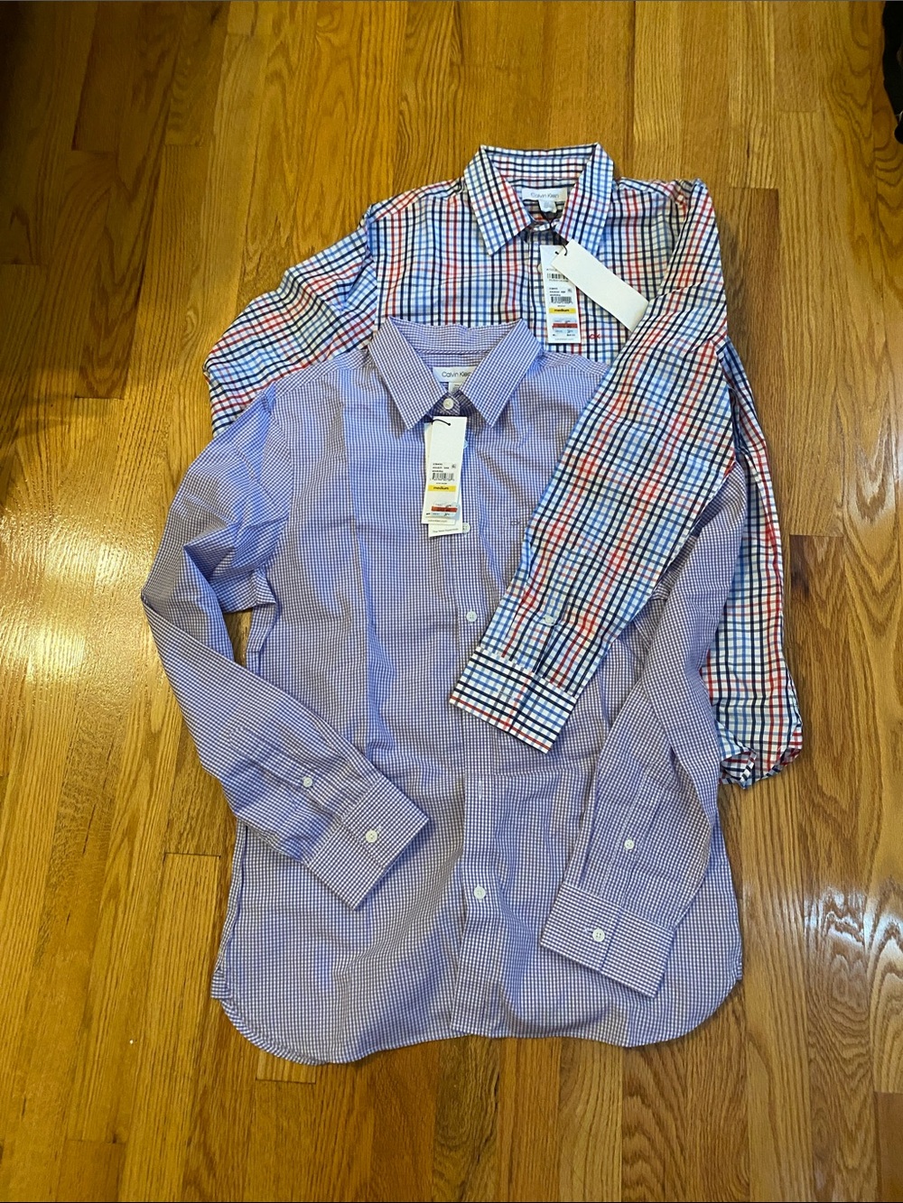 Calvin Klein Blue and Multicolor Checked Dress Shirts